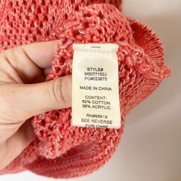 John Paul Richard Women Sweater Size L Open Knit Pink Tunic Long Sleeve Pullover - Picture 7 of 8